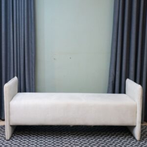 white upholstered bench